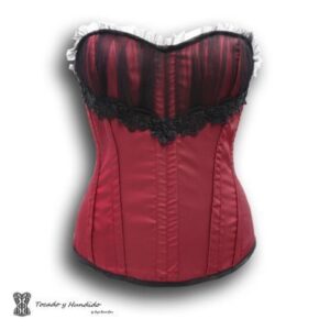 Corset con tul negro en pecho. Fondo disponible en 20 colores. Tienda de corsets en Madrid.